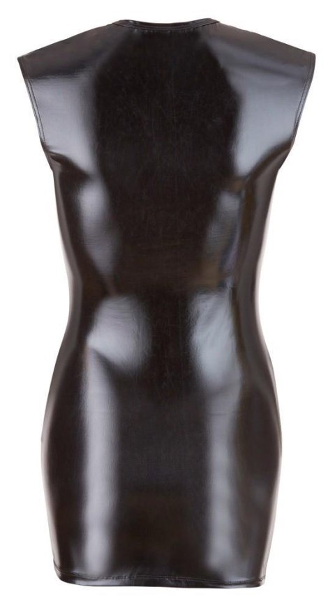 Elegancka sukienka mini „Wet Look” z zamkiem XL