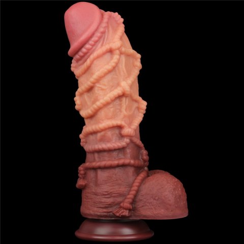 Luksusowe, Realistyczne Dildo King Size z Platynowego Silikonu, Dwuwarstwowe, 10.5 cala z Akcentem Sznura