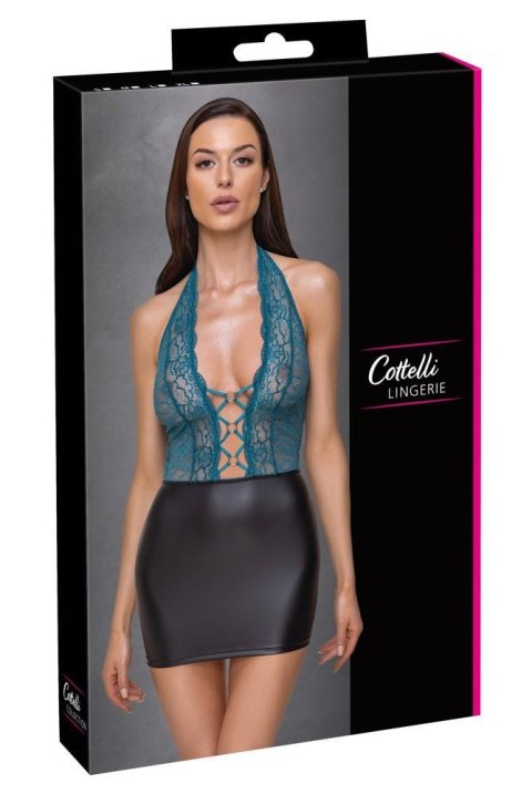 Elegancka sukienka Cottelli LINGERIE w odcieniach czerni i turkusu