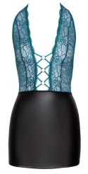 Elegancka sukienka Cottelli LINGERIE w odcieniach czerni i turkusu