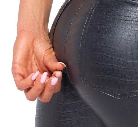 Eleganckie Spodnie Wetlook Wzór Wężowy L
