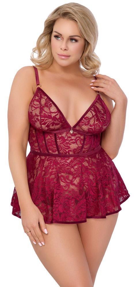 Czerwony Babydoll Cottelli CURVES 3XL