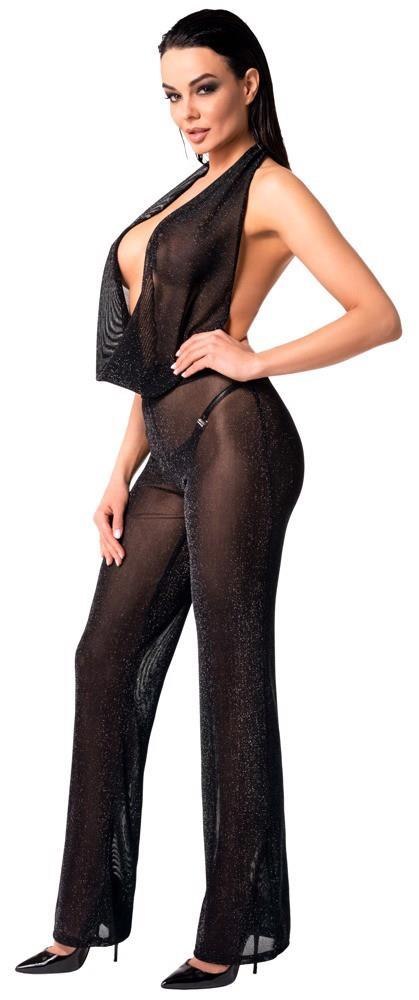 Elegancki kombinezon Noir z transparentnej siateczki