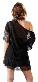 Zmysłowy Komplet: Koszulka Nocna, Kimono i Stringi - Czarny XL