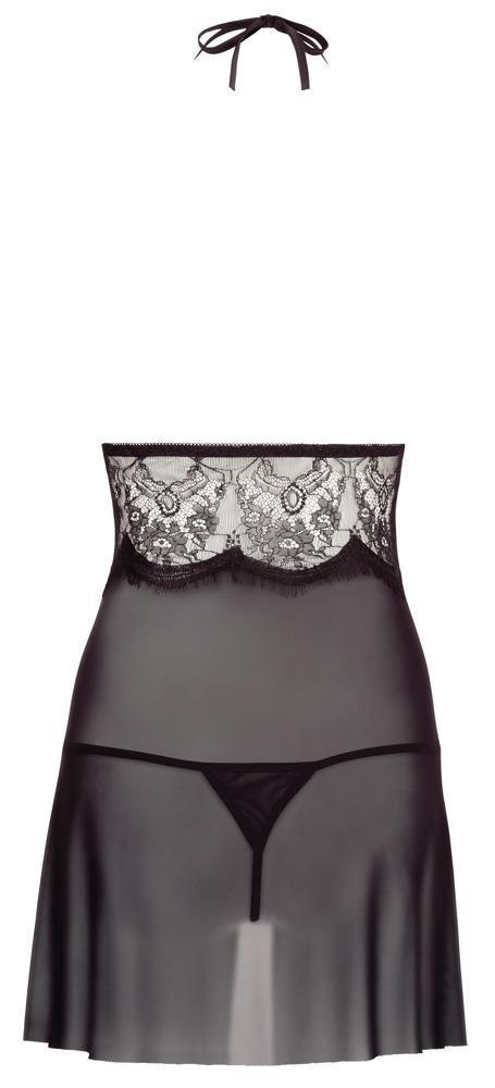 Zmysłowy Komplet: Koszulka Nocna, Kimono i Stringi - Czarny XL