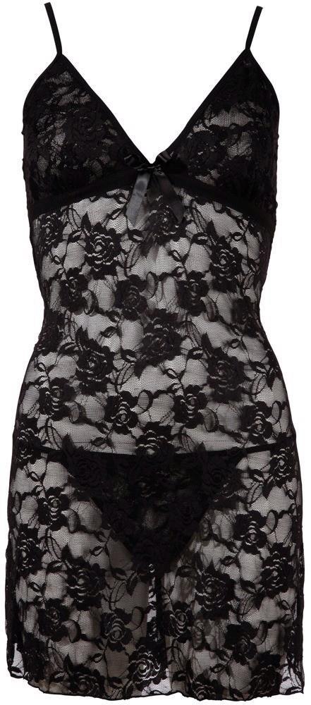 Seksowny Czarny Komplet Bielizny Chemise, Rozmiar M
