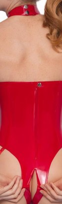Zmysłowe winylowe body XL w ognistej czerwieni