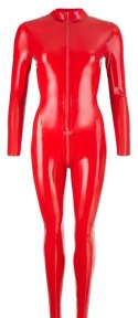 Zmysłowy Czerwony Catsuit Latexowy XS