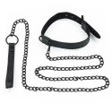 Czarna Matowa Obroża ze Smyczą Bondage Fetish