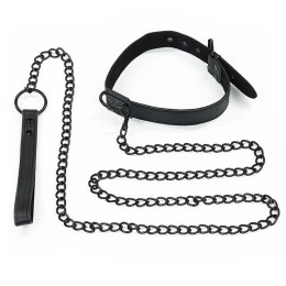 Czarna Matowa Obroża ze Smyczą Bondage Fetish