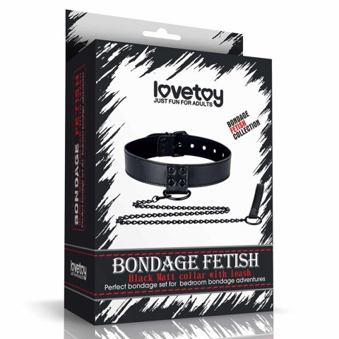 Czarna Matowa Obroża ze Smyczą Bondage Fetish