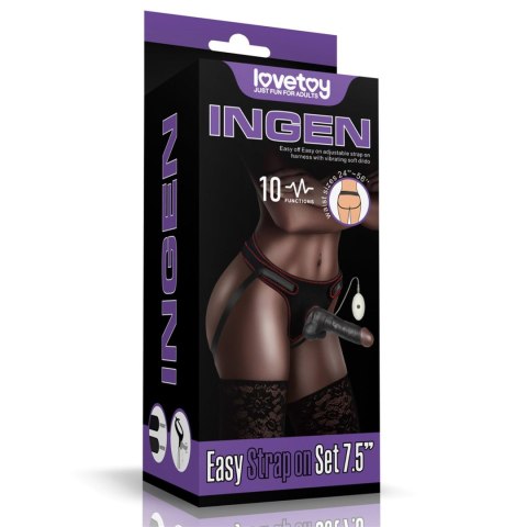 Wibrujący Zestaw Strap-on z Realistycznym Dildo 19 cm – Czarny