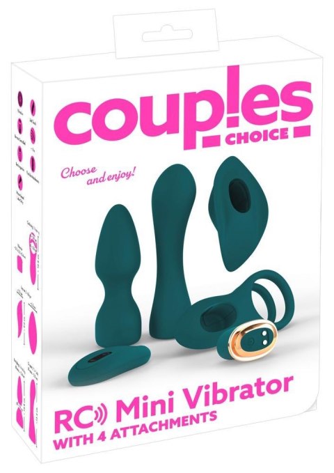 Zestaw dla Par: Mini Wibrator Couples Choice z 4 Funkcjonalnymi Końcówkami