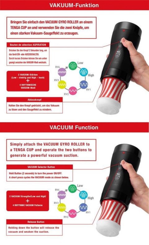 Tenga Vacuum Gyro Roller – Automatyczny Masturbator z Rotacją i Efektem Ssania