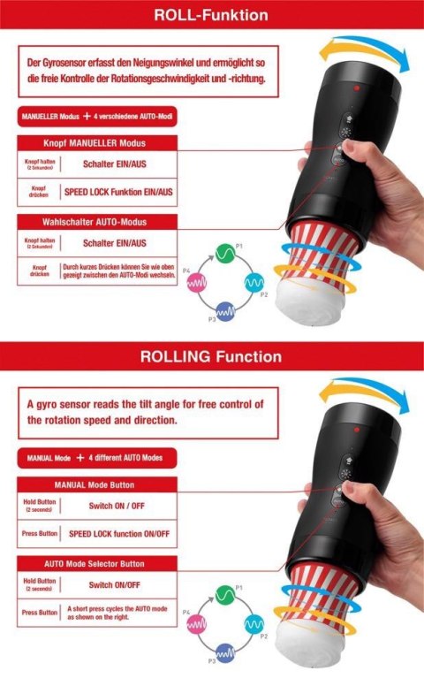 Tenga Vacuum Gyro Roller – Automatyczny Masturbator z Rotacją i Efektem Ssania