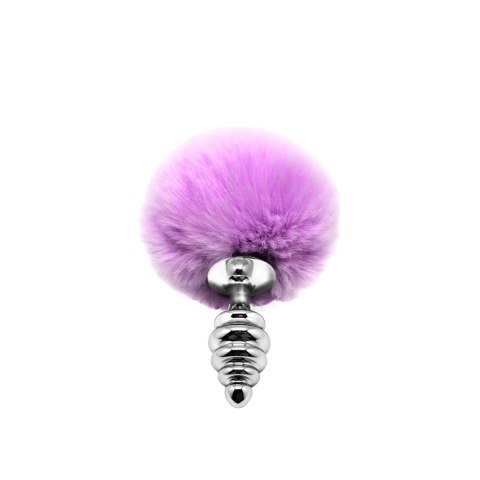 Metalowy plug analny Fluffy Twist S – różowy