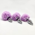 Metalowy plug analny Fluffy Twist S – różowy