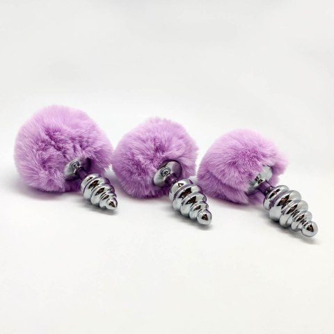 Metalowy plug analny Fluffy Twist S – różowy