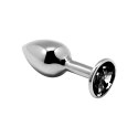 Metalowy Korek Analny M z Czarnym Kryształem