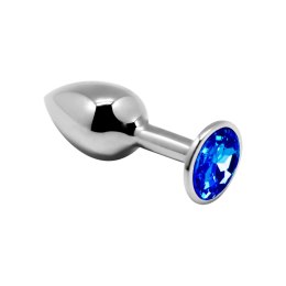 Elegancki Metalowy Korek Analny M z Błękitnym Kryształem