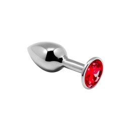 Mini Metalowy Korek Analny z Czerwonym Kryształem