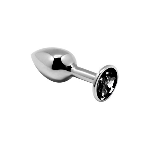 Mini Metalowy Korek Analny z Czarnym Kryształem