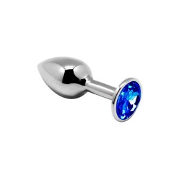 Elegancki Metalowy Mini Korek Analny z Błękitnym Kryształem