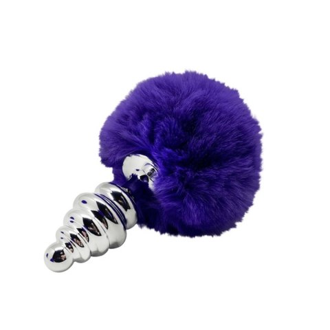 Fluffly Twist S – Metalowy Plug Analny z Fioletowym Pomponem