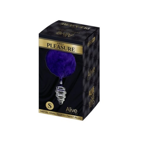 Fluffly Twist S – Metalowy Plug Analny z Fioletowym Pomponem