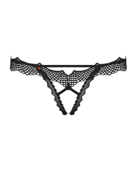 Bravelle - Czarne stringi z otwartym krokiem S/M
