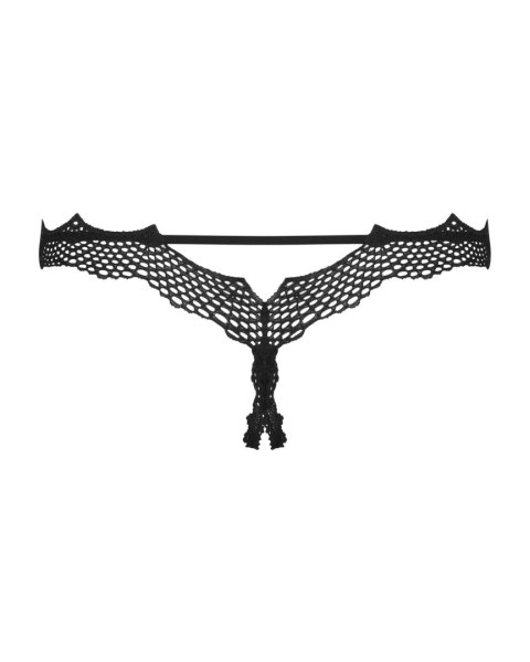 Bravelle - Czarne stringi z otwartym krokiem S/M