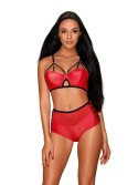 Zmysłowy komplet bielizny Leatheria, 2-częściowy, czerwony S/M