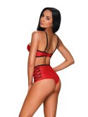 Zmysłowy komplet bielizny Leatheria, 2-częściowy, czerwony S/M