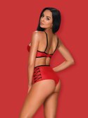 Zmysłowy komplet bielizny Leatheria, 2-częściowy, czerwony S/M