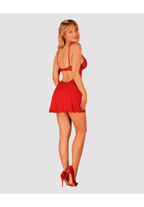 Zmysłowa Babydoll Luvae z Fiszbinami i Stringami, Czerwień S/M
