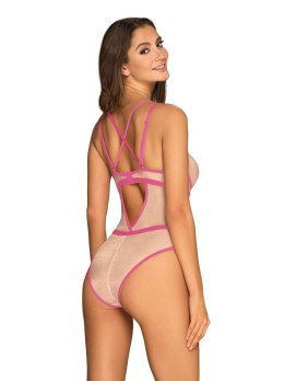 Zmysłowe body Nudelia w odcieniu neonowego różu L/XL
