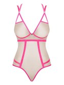 Zmysłowe body Nudelia w odcieniu neonowego różu L/XL