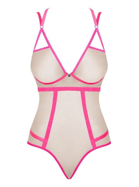 Zmysłowe body Nudelia w odcieniu neonowego różu L/XL