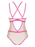 Zmysłowe body Nudelia w odcieniu neonowego różu L/XL