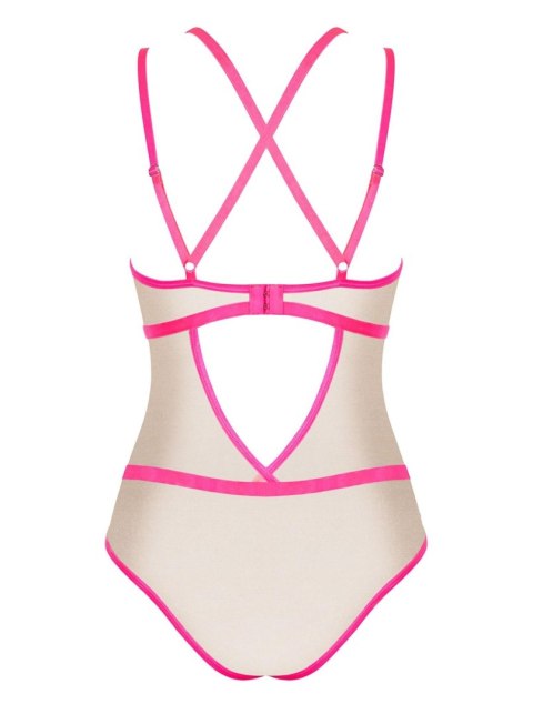 Zmysłowe body Nudelia w odcieniu neonowego różu L/XL