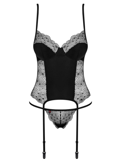 Elegancki Gorset Sharlotte z Koronkowymi Stringami - Czarny S/M
