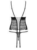 Elegancki Gorset Sharlotte z Koronkowymi Stringami - Czarny S/M