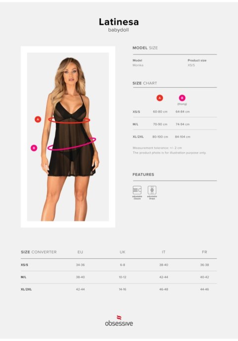 Zmysłowa Babydoll Latinesa ze Stringami – Elegancja w Rozmiarze XL/2XL
