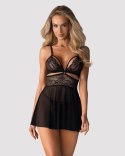 Zmysłowa Czarna Babydoll 838-BAB-1 ze Stringami (rozmiar XXL)