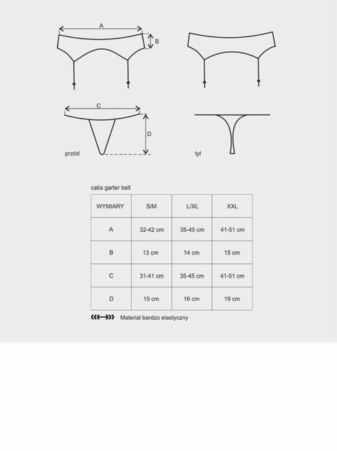 Elegancki pas do pończoch Catia ze stringami L/XL