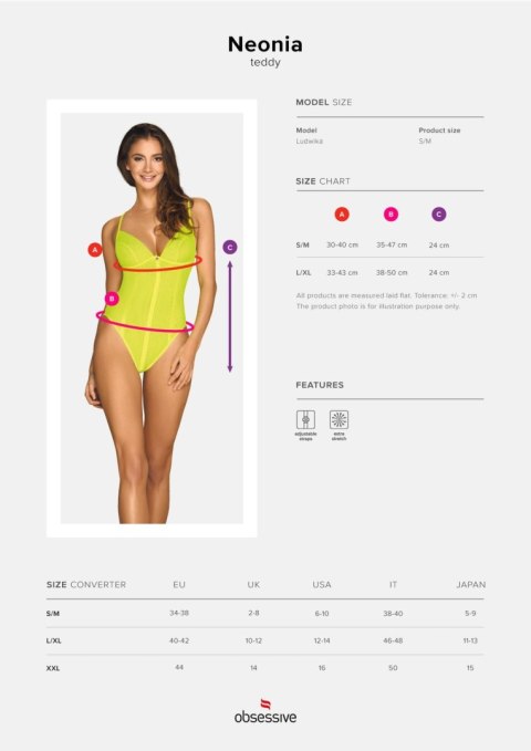 Zmysłowe body Neonia w słonecznej żółci (S/M)