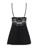 Zmysłowa Babydoll z Koronką i Stringami - Czarna S/M