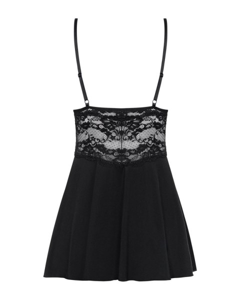 Zmysłowa Babydoll z Koronką i Stringami - Czarna S/M
