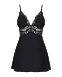 Zmysłowa Babydoll z Koronką i Stringami - Czarna S/M