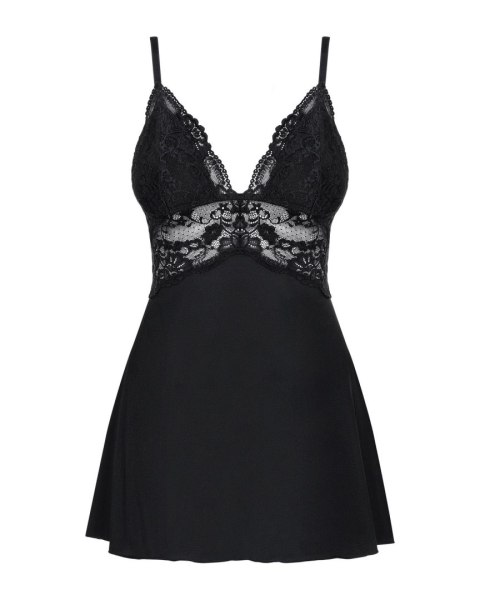 Zmysłowa Babydoll z Koronką i Stringami - Czarna S/M
